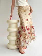 Privé Women's Elegant Floral Embroidery Heavy Work Fish Tail Skirt For Wedding Season And Date